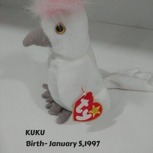 Ty KUKU Beany Baby With Birth Tag, January 5, 1997, Like New,